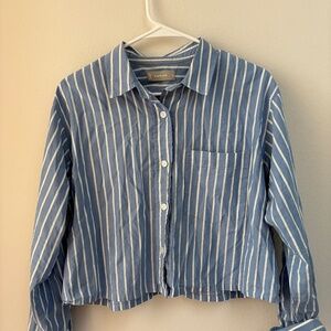 The Way-Short Shirt in Silky Cotton, M, Mariner Blue Stripe